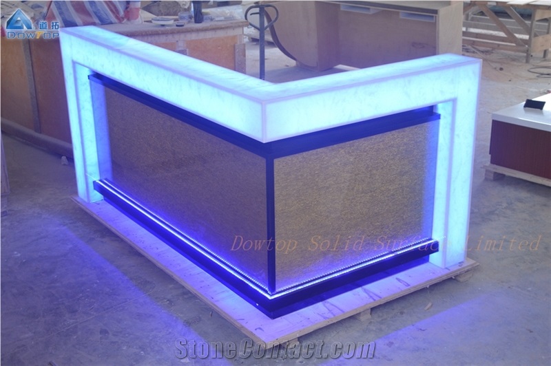 Artificial Marble Top L Shape Club Pub Wine Bar Counter Table