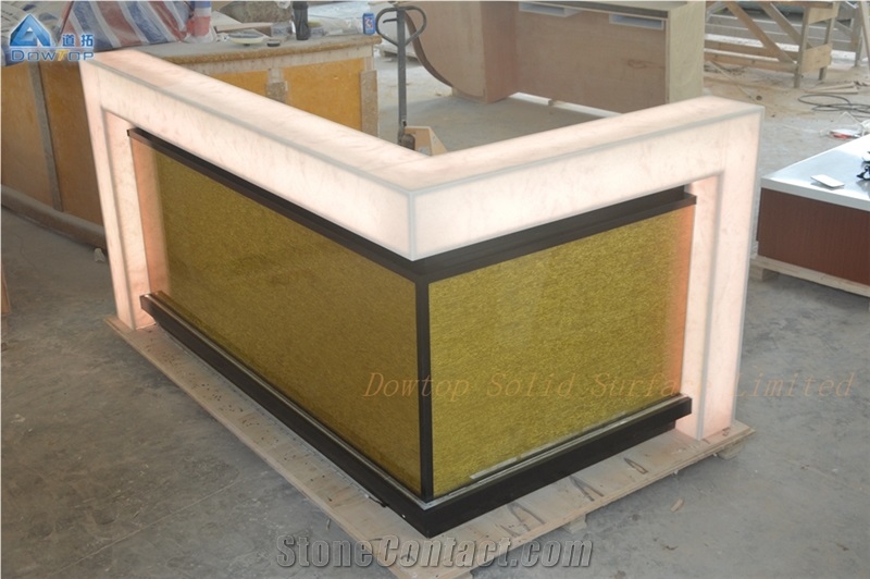 Artificial Marble Top L Shape Club Pub Wine Bar Counter Table