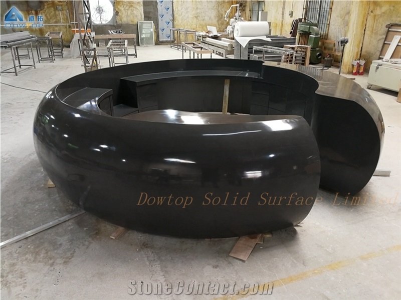 Artificial Stone Black Round Reception Counter