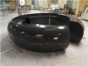 Artificial Stone Black Round Reception Counter