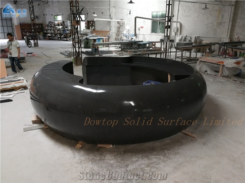 Artificial Stone Black Round Reception Counter