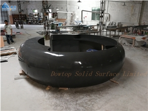 Artificial Stone Black Round Reception Counter