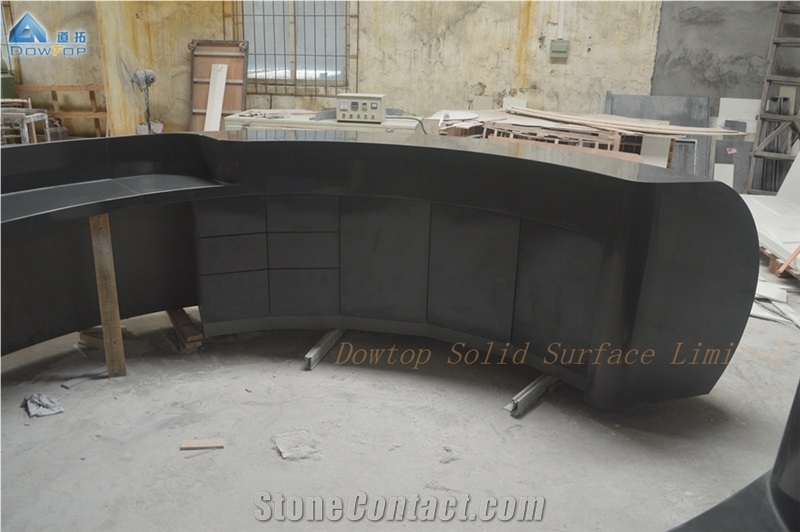 Artificial Stone Black Round Reception Counter