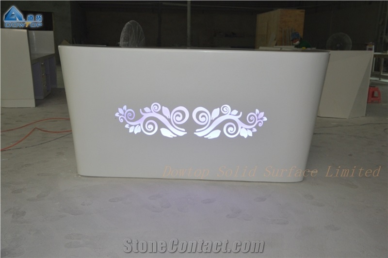 Artificial Stone White Reception Counter Desk