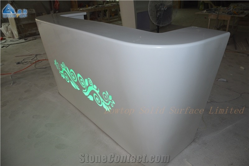 Artificial Stone White Reception Counter Desk