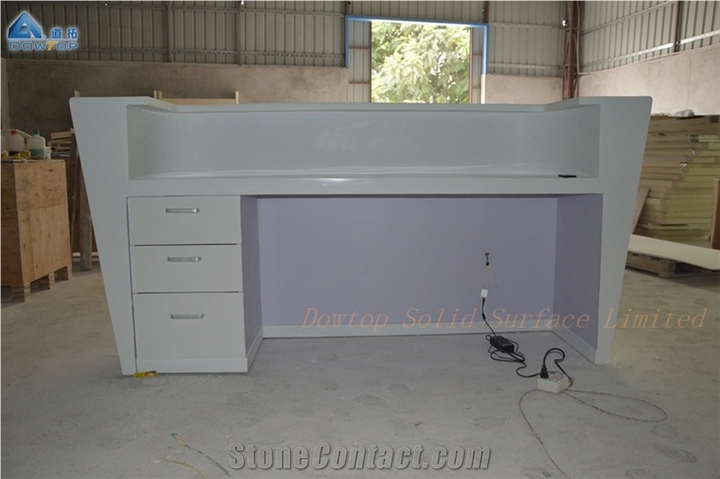 Artificial Stone White Reception Counter Desk