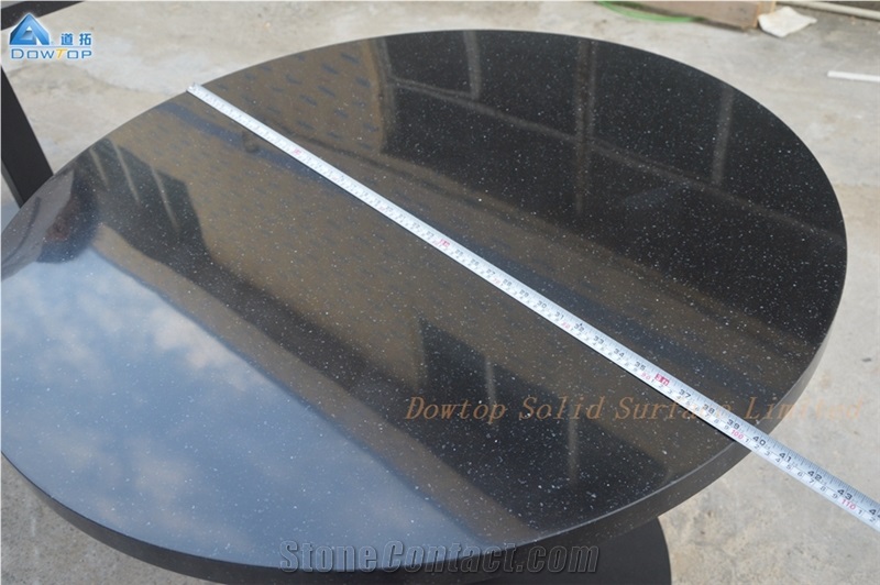 Black Glossy Quartz Top Restaurant Dining Table