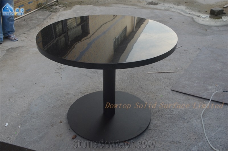 Black Glossy Quartz Top Restaurant Dining Table
