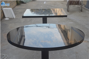 Black Glossy Quartz Top Restaurant Dining Table