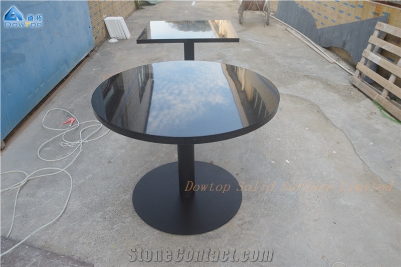 Black Glossy Quartz Top Restaurant Dining Table