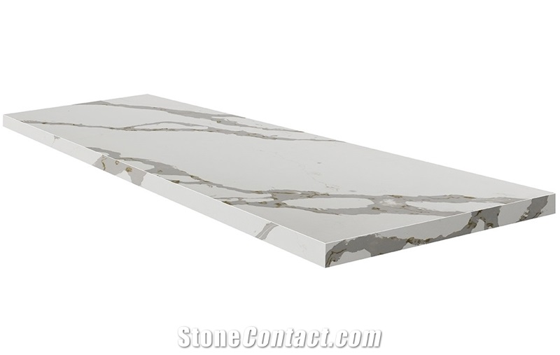 Calacatta White Artificial Quartz Stone Honeycomb Slab