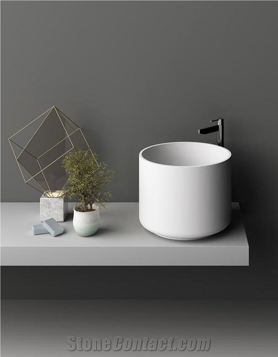 Custom Artificial Stone White Bathroom Basin