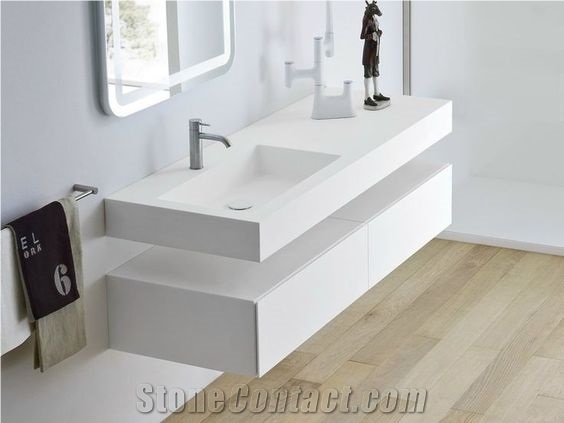 Custom Artificial Stone White Bathroom Basin
