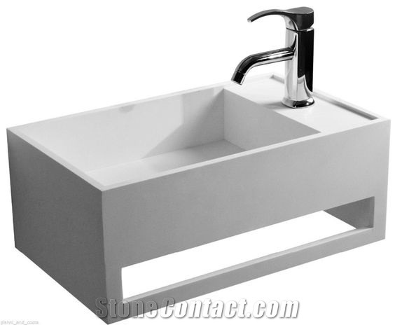 Custom Artificial Stone White Bathroom Basin