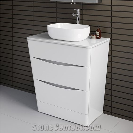 Custom White Corian Bathroom Vanity Top Basin