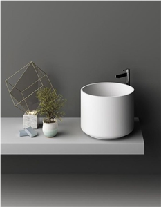 Custom White Corian Bathroom Vanity Top Basin