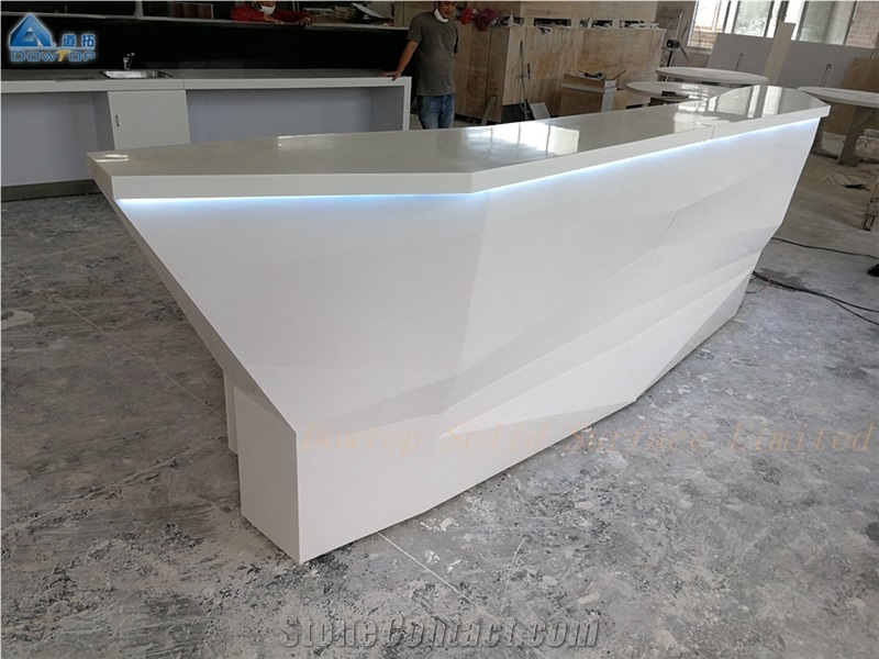 Customized White Stone Boatshape Bar Counter