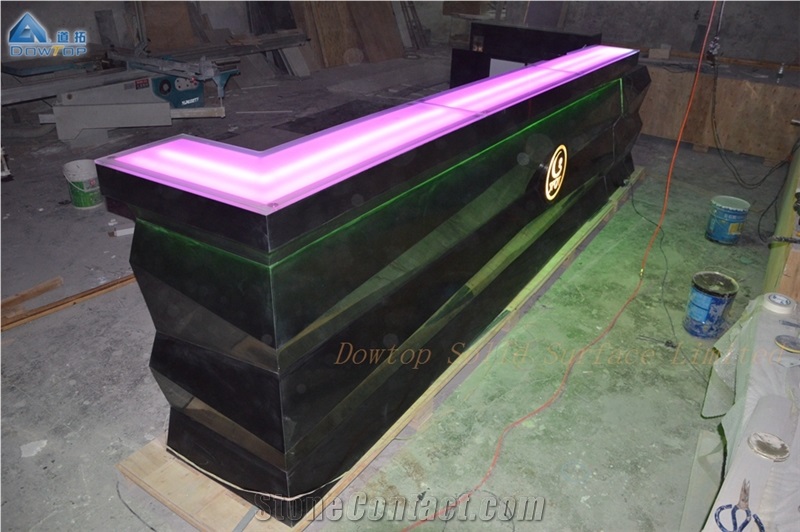 Diamond Shape Black Marble Led Wine Bar Counter