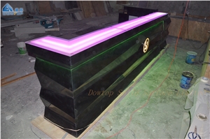 Diamond Shape Black Marble Led Wine Bar Counter
