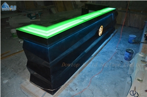 Diamond Shape Black Marble Led Wine Bar Counter