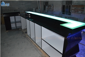 Diamond Shape Black Marble Led Wine Bar Counter