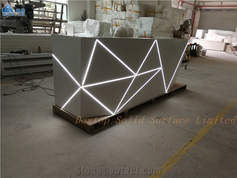 Diamond Shape Office Reception Desk with Led