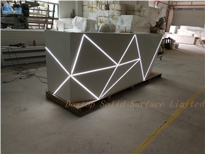 Diamond Shape Office Reception Desk with Led