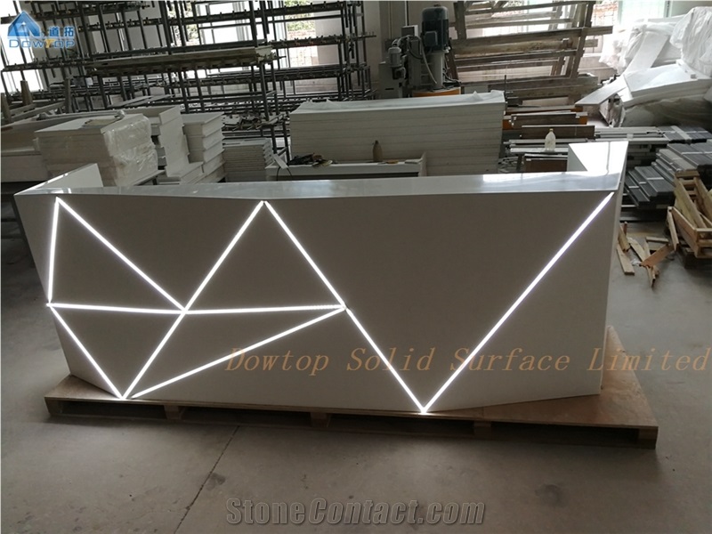 Diamond Shape Office Reception Desk with Led