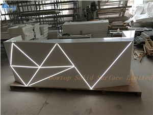 Diamond Shape Office Reception Desk with Led