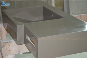 Gray Solid Surface Bathroom Basin