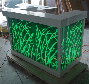 Led Lighted Solid Surface Bar Counter Dj Table