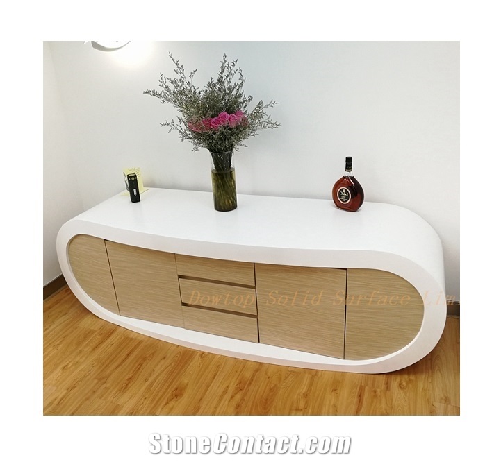 Pure White Acrylic Surface Goggle Desk Cabinet