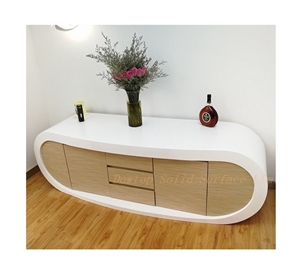 Pure White Acrylic Surface Goggle Desk Cabinet