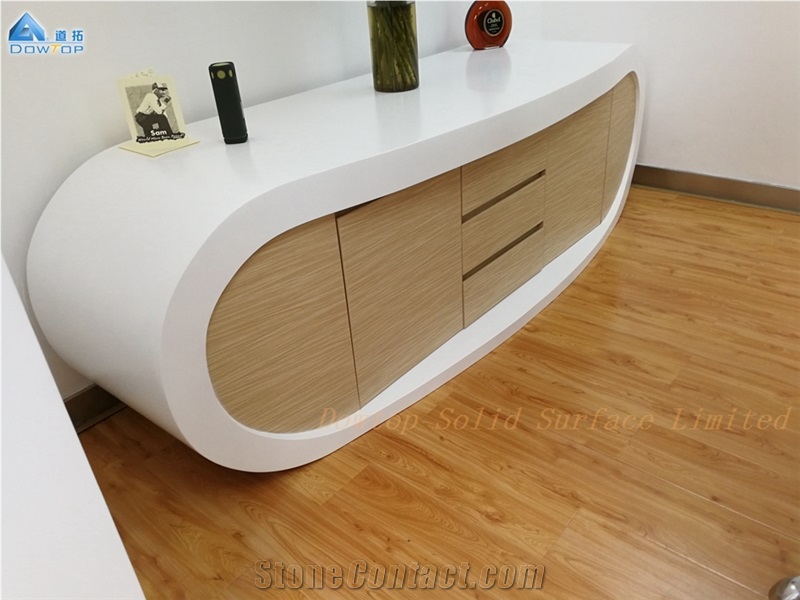 Pure White Acrylic Surface Goggle Desk Cabinet