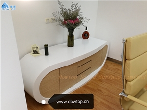Pure White Acrylic Surface Goggle Desk Cabinet