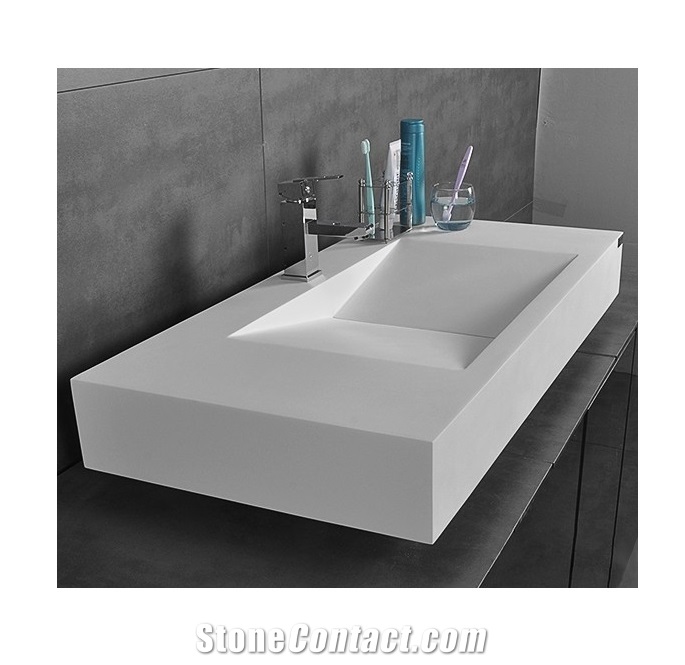 Pure White Solid Surface Bathroom Sink