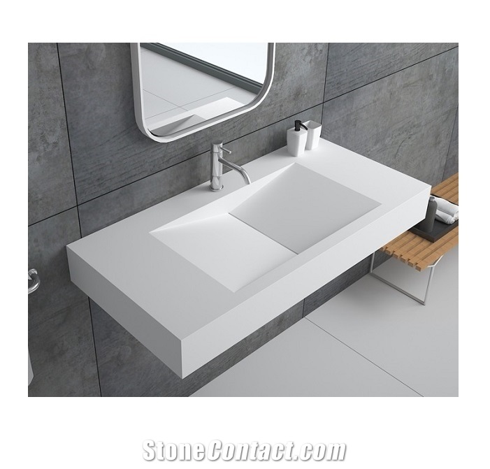 Pure White Solid Surface Bathroom Sink