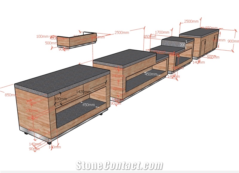Quartz Top Black Buffet Counter Designs