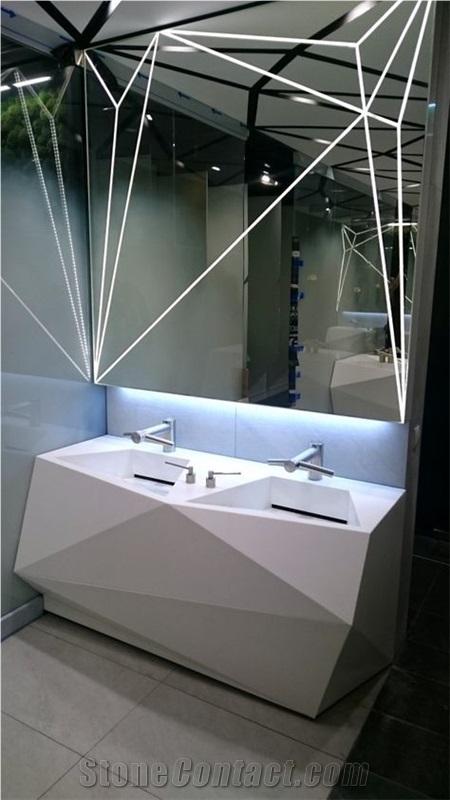 Solid Surface Double Basin Bathroom Sinks