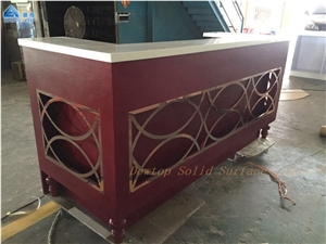 Solid Surface Hotel Reception Desk Red