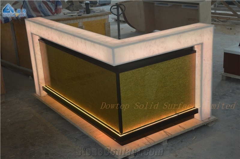Translucent Artificial Marble Nightclub Wine Bar Counter Top