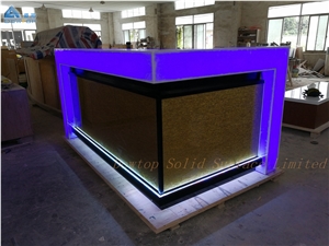 Translucent Artificial Marble Nightclub Wine Bar Counter Top