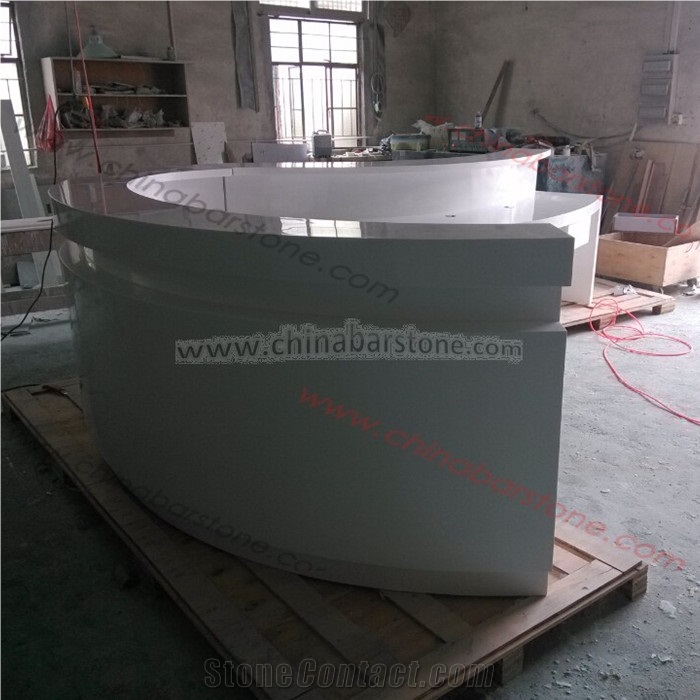 White Acrylic Solid Surface Reception Front Desk