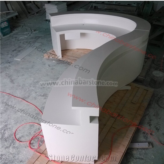 White Acrylic Solid Surface Reception Front Desk