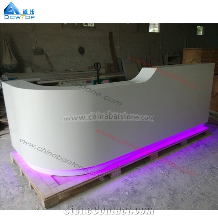 White Acrylic Solid Surface Reception Front Desk
