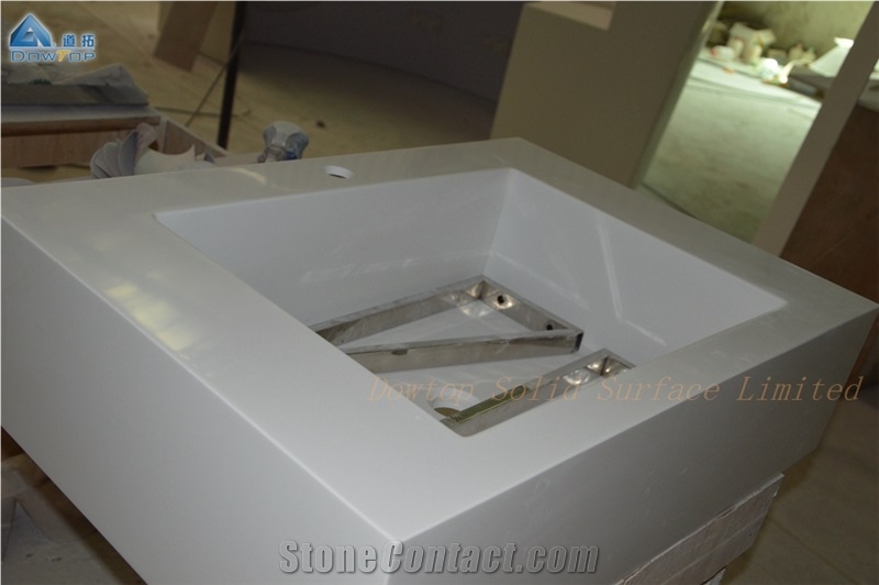 White Glossy Solid Surface Wash Basins