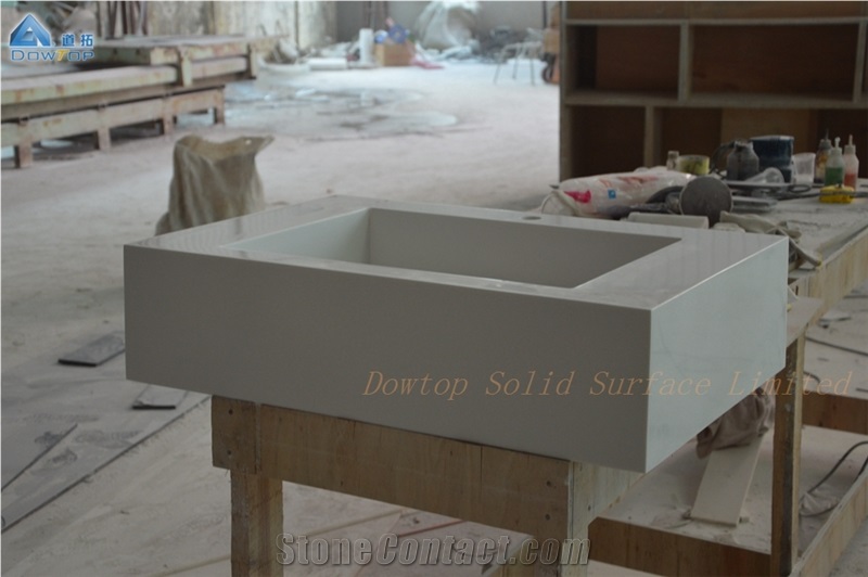 White Glossy Solid Surface Wash Basins