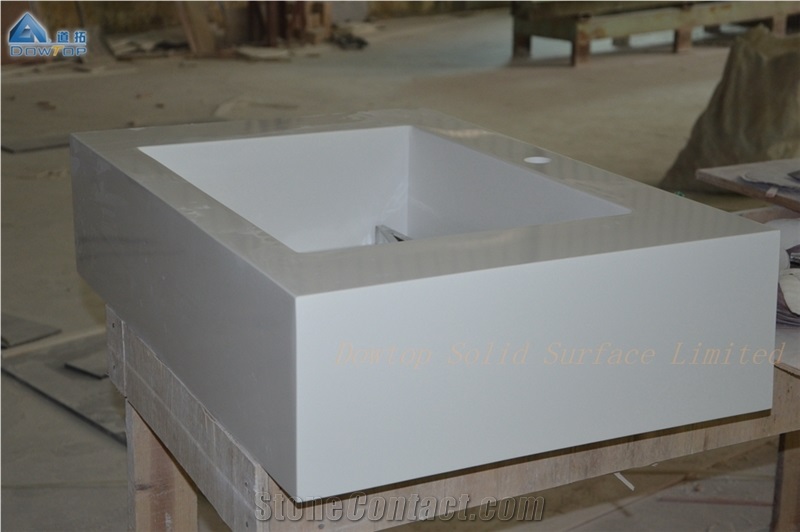 White Glossy Solid Surface Wash Basins