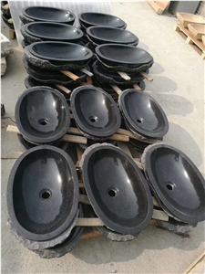 Black Marquina Sink and Marble Basin Oval Design