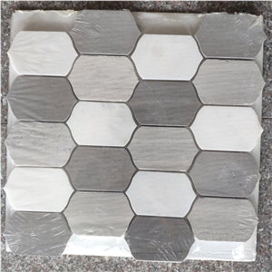 Black Mixed White Marble Waterjet and 3d Mosaic